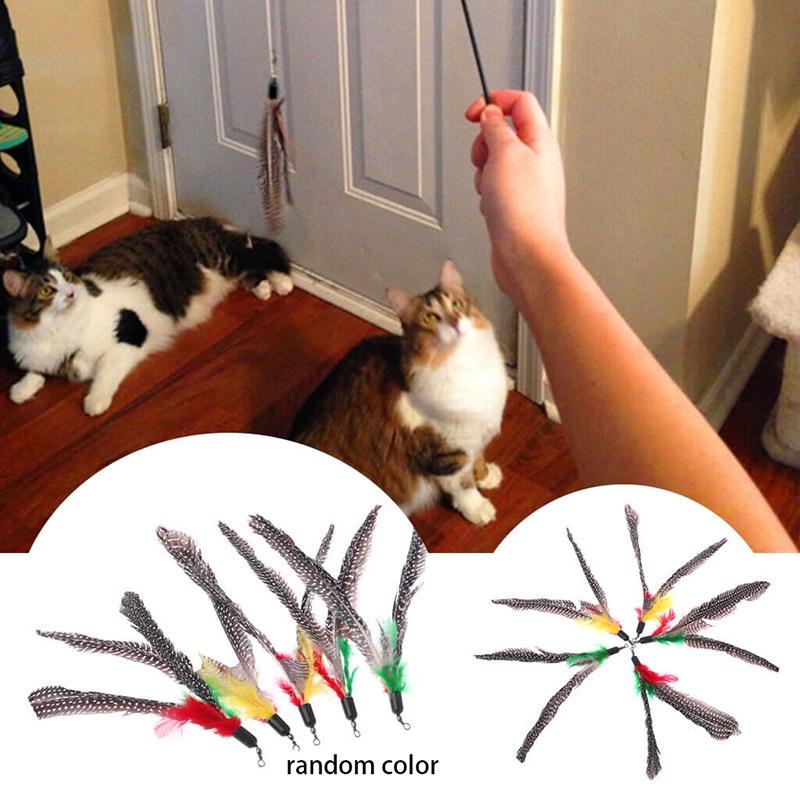 DIY Hausgemachte Katzenangel Ersatzkopf Perlenfeder Katzenangel Ersatzkopf Lustiges Interaktives Haustierspielzeug