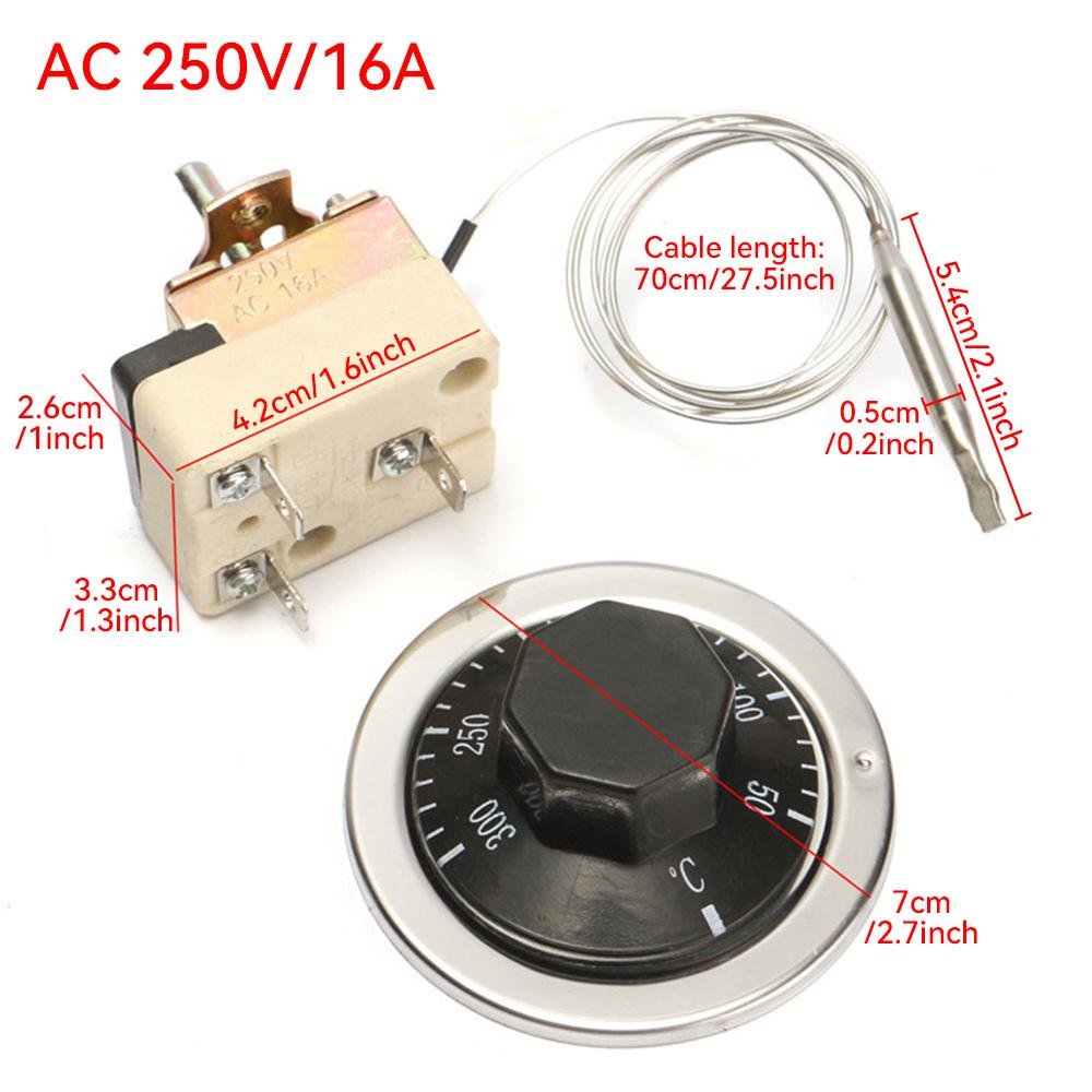 Termostato 16A 50-300℃/30-110℃ Gradi Celsius Manopola Interruttore Controller di Temperatura Mini Fai-da-te NO NC per Forni Elettrici Riscaldatori