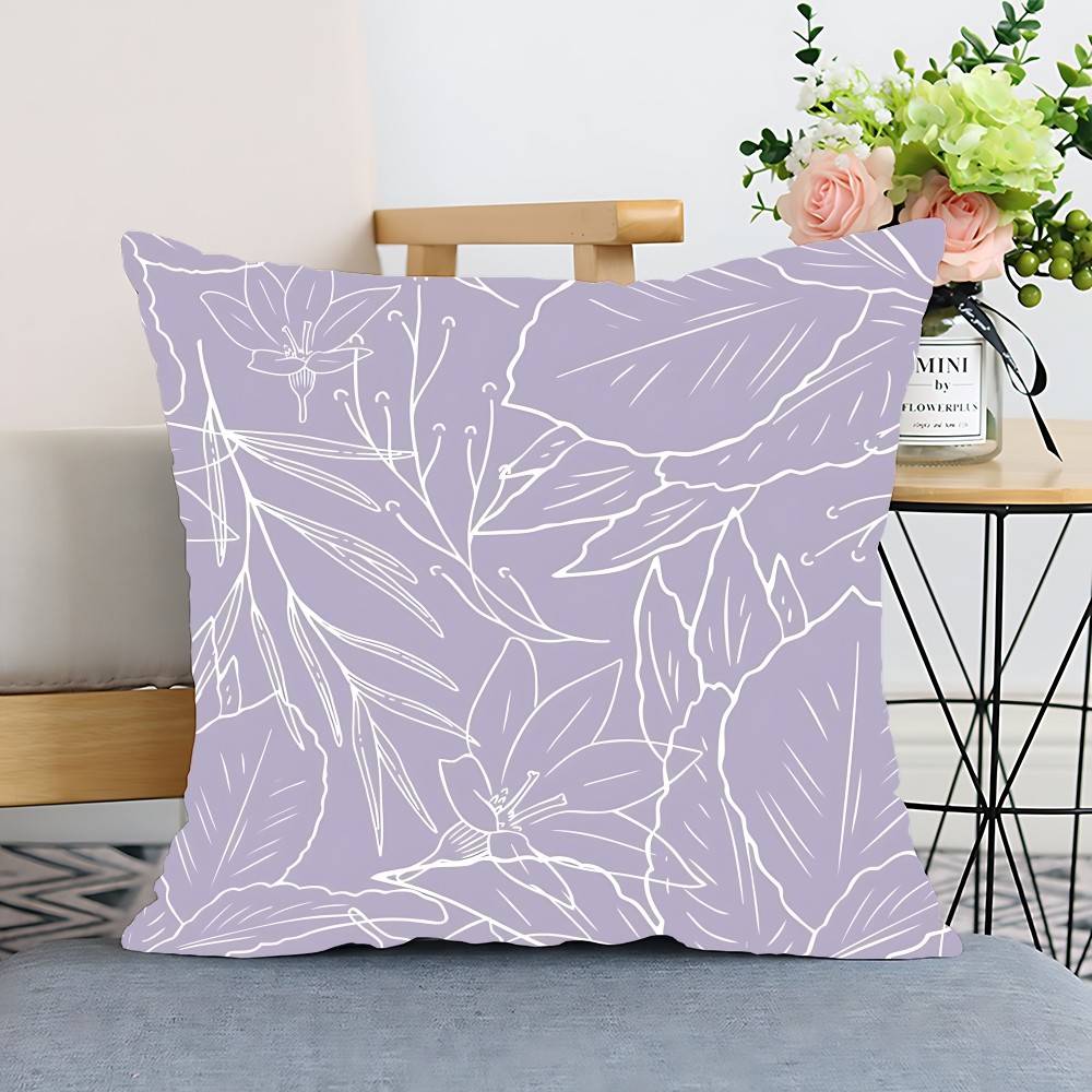 Lilac Check Lavender Pattern Pillow Case Cushion Cover Polyester Pillowcase Decorative Sofa Cushion Pillowcase Home Decor