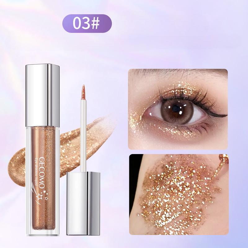 Ombre à paupières colorée en streaming, flocons scintillants nacrés pour éclaircir la lumière, maquillage d'ombre à paupières liquide de ver à soie