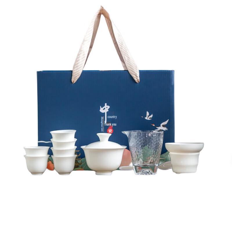 

Yunyan Mutton-fat Jade White Porcelain Sancai Gaiwan Kung Fu Tea Set