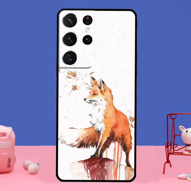 Watercolor Painting The Fox Case For Samsung Galaxy S21 S22 Ultra S20 FE S8 S9 S10 Note 10 Plus Note 20 Ultra Coque