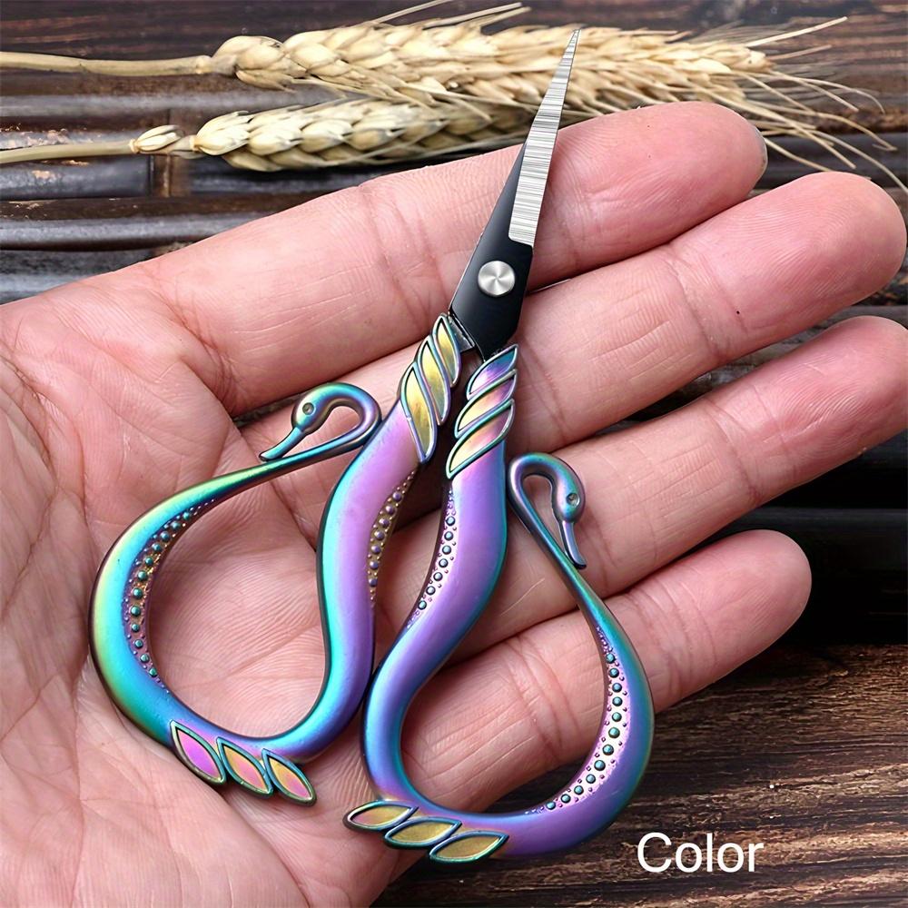 [1pc Vintage Steel Scissors] Vintage Style Scissors - 1pc Durable Steel Mini Sewing Cutter with Elegant Metallic Handles | Perfect for Embroidery