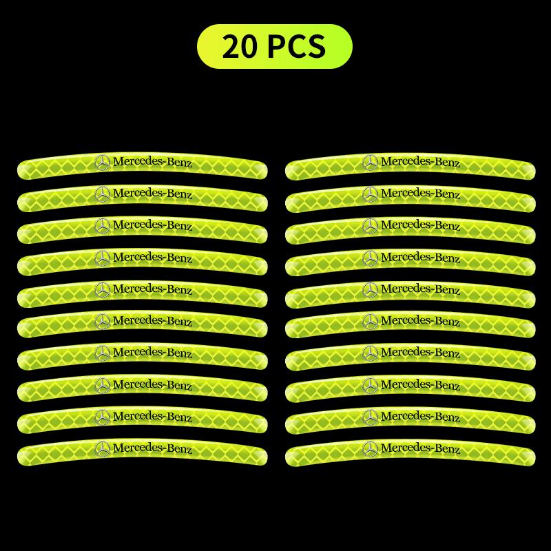 Car Wheel Hub Reflective Stickers Tire Rim Luminous Accessories for Mercedes Benz E C G M S A B Class AMG W176 W204 W212 GLC CLA W168 W202