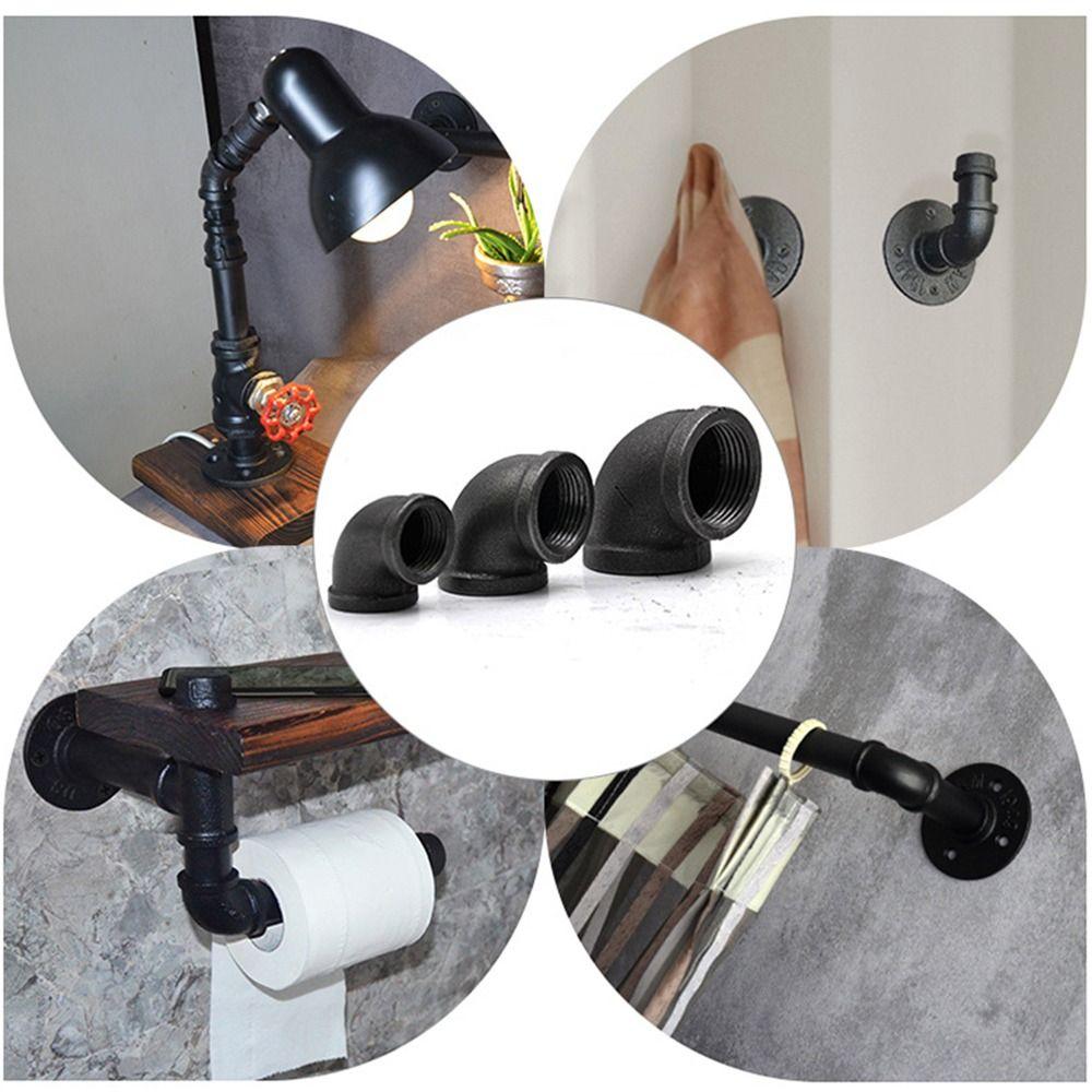 New Black Pipe Fittings Elbow Malleable Iron Plumbing Pipe Joint Threaded 1/2'' 3/4'' 1'' Pipe Accessories