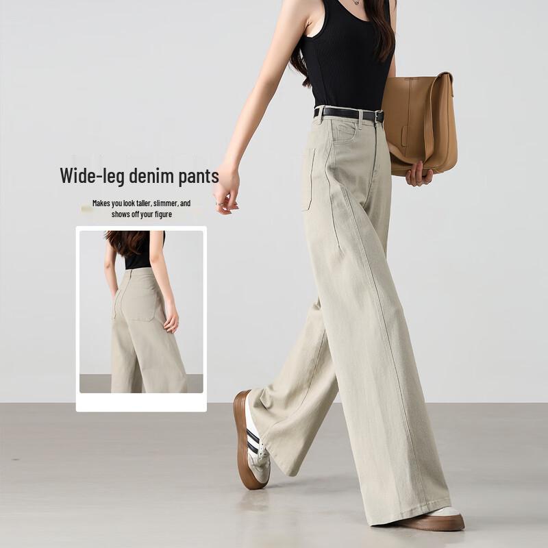Women s Denim Straight Wide-Leg Pants L