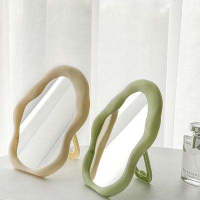Simple Cloud Shaped Makeup Mirror Irregular Decorative Standing Dresser Mirror Velvet Bottom Plate Hairdressing Wall Mirror