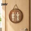 Decorative Wall Ornaments Wooden Restroom Signs, Men's And Women's Half Toilet Sign for Home Bathroom Decor Sign, Rustic Art Hanging Signs Small