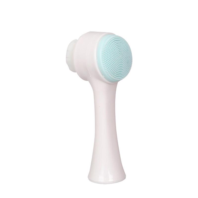 Dual-Sided Facial Cleansing Brush: Soft Bristle & Silicone Makeup Massager, Blackhead & Pore Remover.