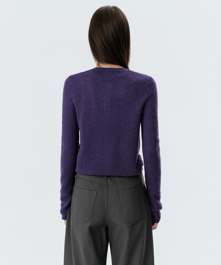 Musinsa Standard Woman Women'S Sheer Textured Round Neck Cardigan [Purple]