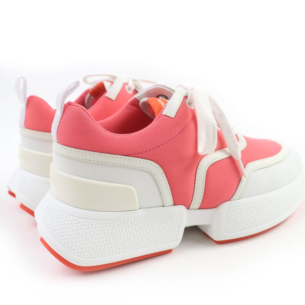 Ausgezeichnete HERMES Niedrige Sneaker Giga Schnürung Weiß Rosa Leder Damen 36 Gebraucht