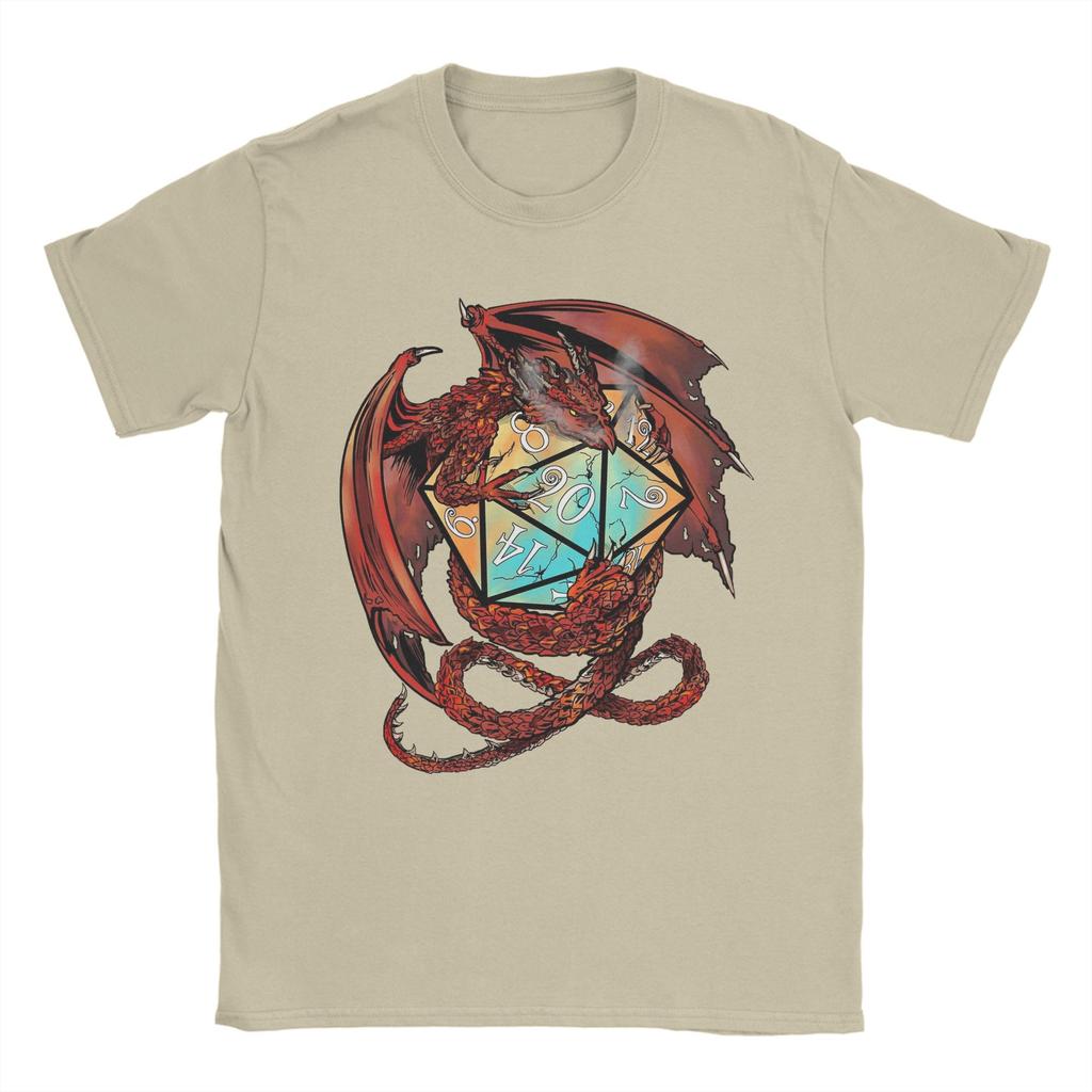 Red Dungeon Dragon DnD Dice T Shirt Men's  Pure Cotton Leisure T-Shirt Round Neck  Tee Shirt Short Sleeve Clothes Plus Size