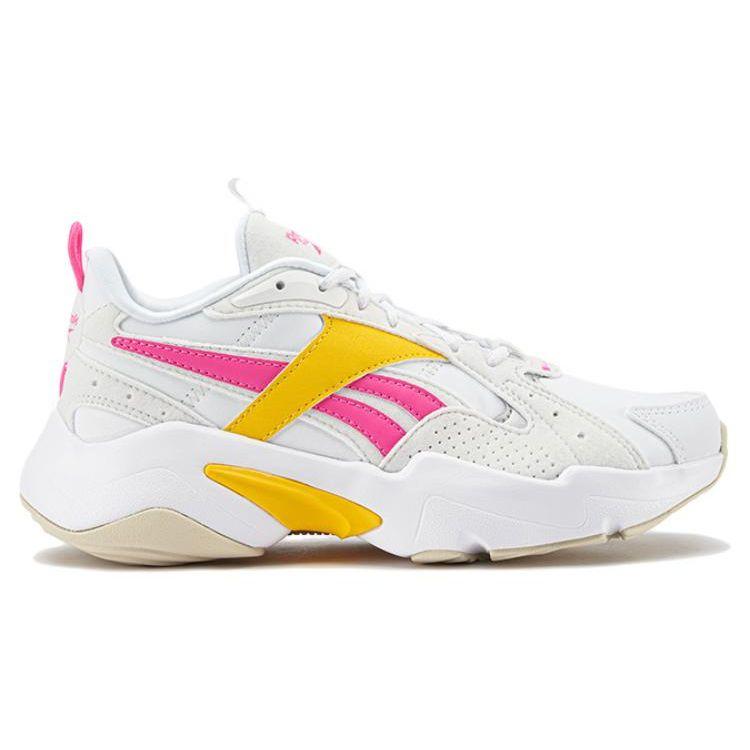 Reebok Turbo Restyle Round Toe Comfortable Low Top Running Shoes Women Sneaker White Yellow Pink IG9512