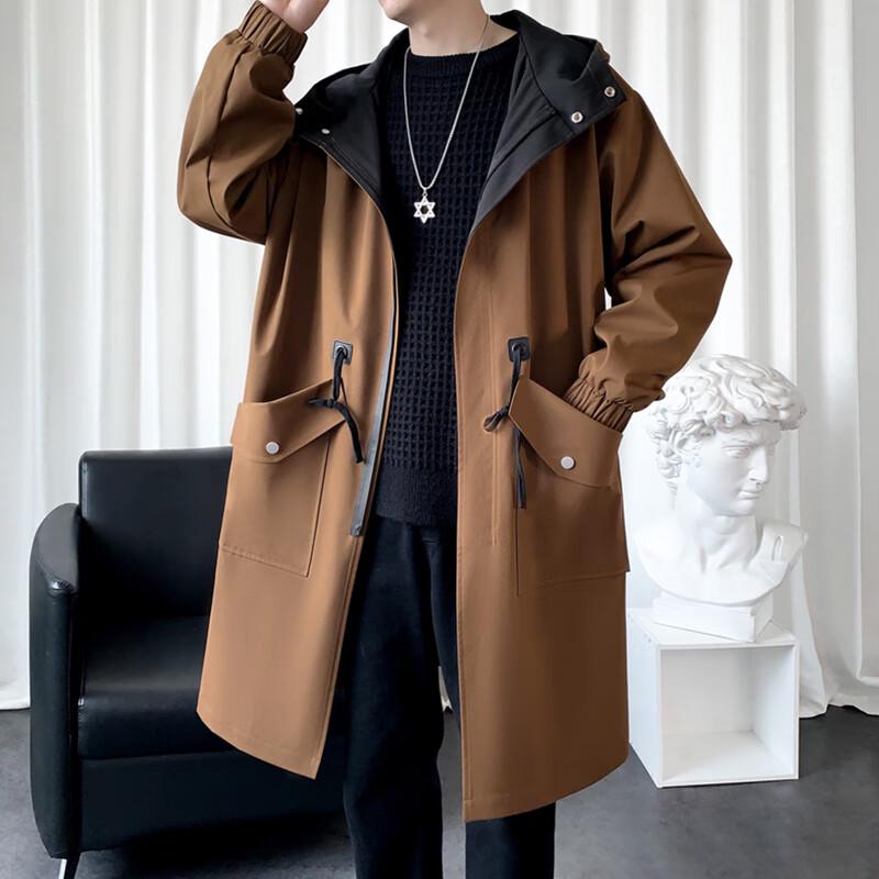 ROMON Men's Mid-Length Business Trench Coat