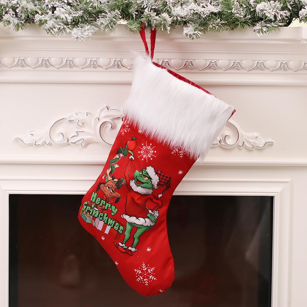 

The Christmas Large Stocking Candy Gift Bag Xmas Tree Decoration Hanging Style C
