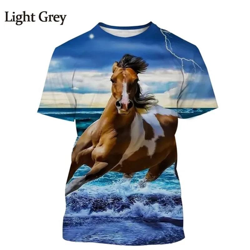 3D Print Animal Horse Graphic T-shirt For Men Women Casual Personality Mens Short Sleeve Tee Tops Streetwear Kids Animal Tshirts