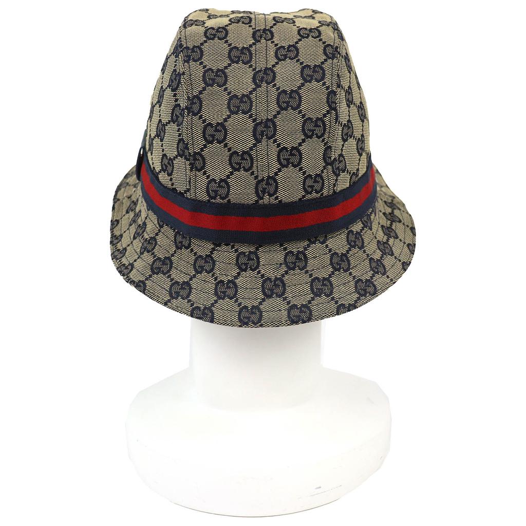 Great GUCCI hat GG canvas bucket hat beige polyester Women M 030367 Used