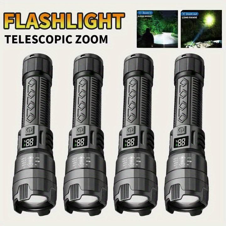 Portable Flashlight with Battery Display, Type-C Charging, Multiple Lighting Modes, Suitable for Home, Outdoor, Camping, Fishing