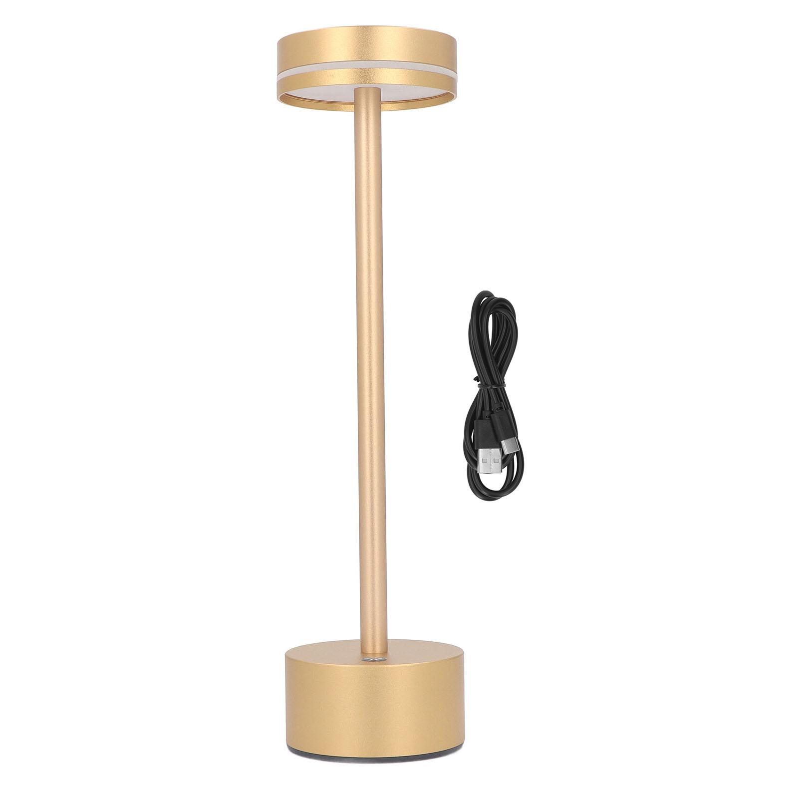 

Беспроводная настольная лампа, 3-цветная светодиодная настольная лампа с регулировкой яркости и сенсорным управлением для спальни дома золотой