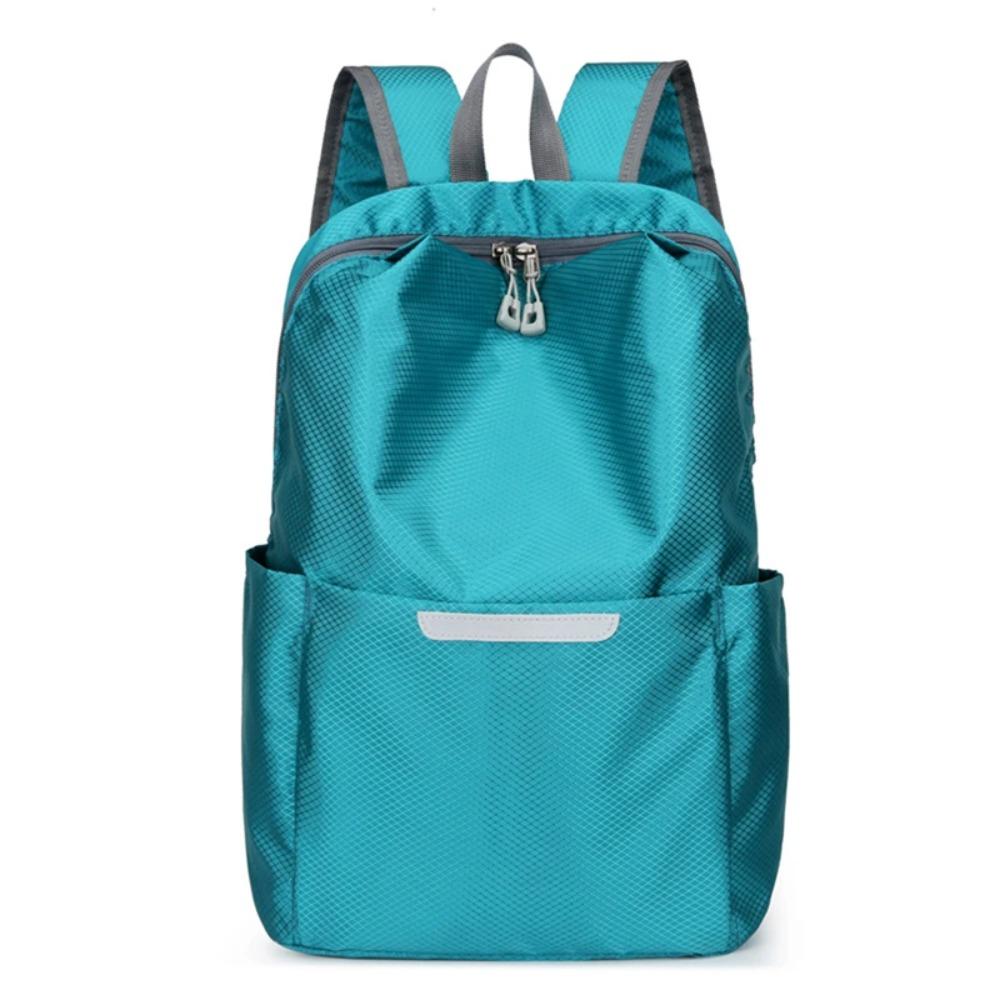 Portable Large Capacity Business Backpack Reflective Solid Color Travel Backpack Waterproof Nylon Student Schoolbag Women