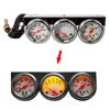 Triple Gauge Kit, 3 In 1 Car Oil Volt Water Gauge, Chrome Housing, White Face, Red Needles, 51Mm Size, 100-280F Water Temp, 8-16V Volts, 0-100Psi Oil