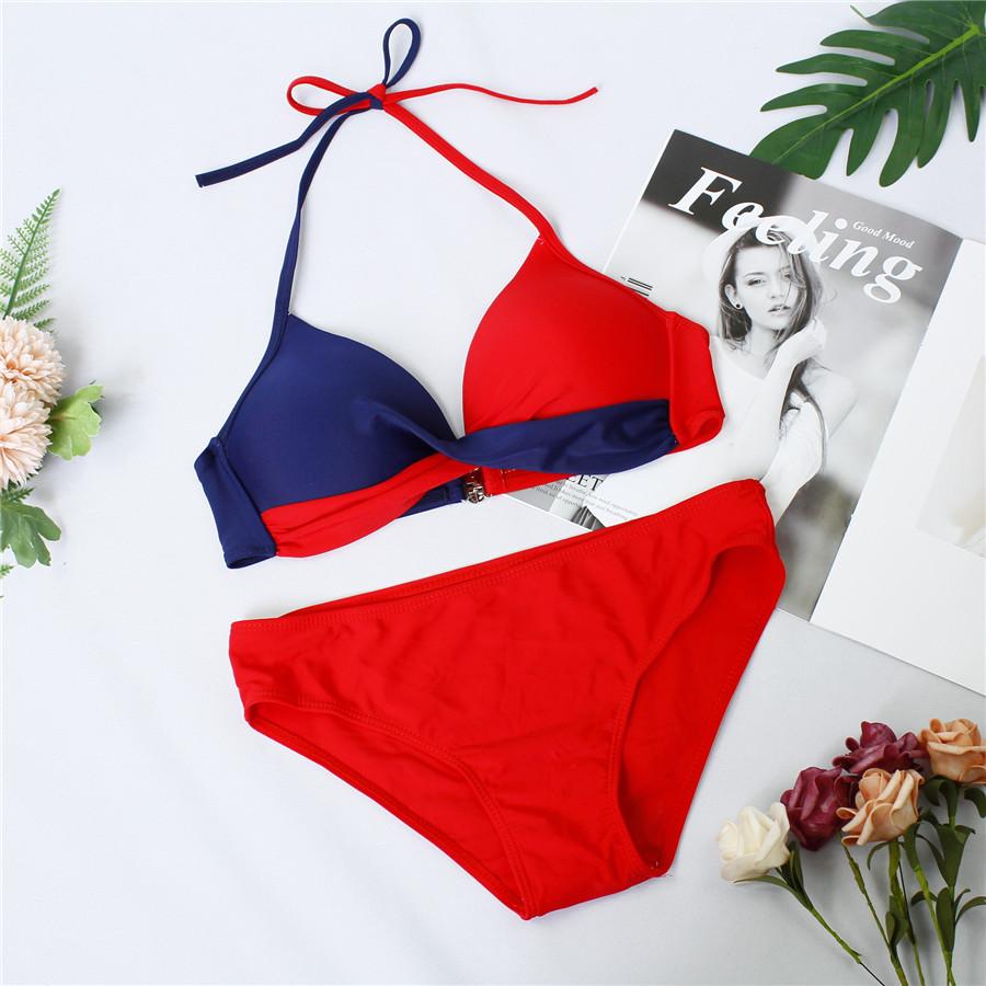 Set Bikini Sexy Push Up Costume de Baie Femei Costum de Baie Costum de Baie Femei Halter Biquini Imprimeu Frunze Articole de Plajă Costum de Înot pentru Femei