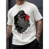 European sizes KOURRTER Men's Black Casual Short Sleeve T-Shirt with Portrait Design  - Loose Fit Round Neck All-Season Comfortable Shirt