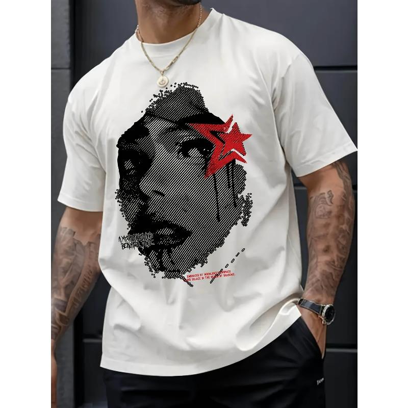 

Европейские размеры KOURRTER Мужская черная повседневная футболка с коротким рукавом с изображением - Свободный крой, круглый вырез, всесезонная, удобная S белый