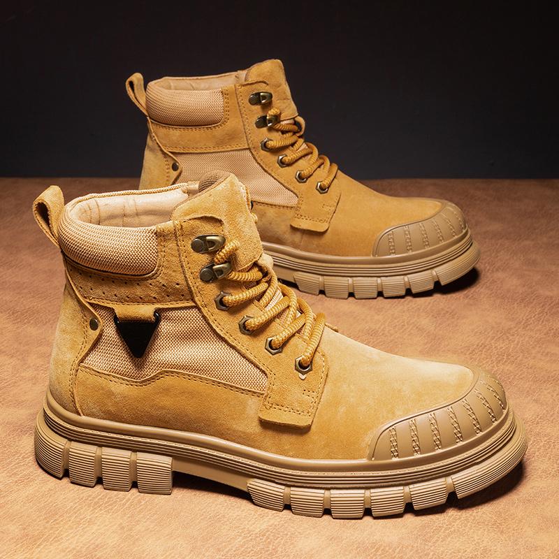 2025 New Men's Shoes Genuine Leather Outdoor Fashion Shoes Hiking Shoe Men Casual Shoes Retro Vintage Tooling Boots Sneakers