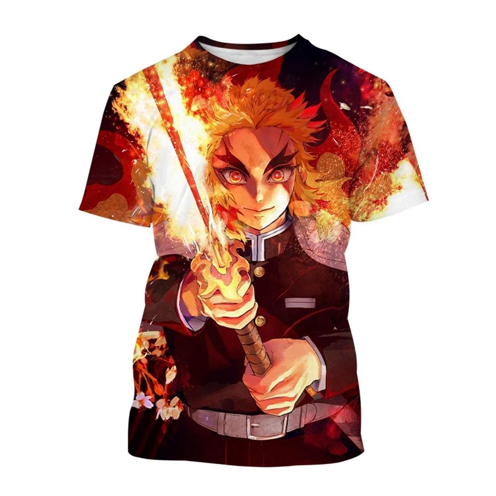 Hot Selling Anime Cartoon Characters of Rengoku Kyoujuru Hot Blooded Hip-hop Cool Street Personality 3D Printed T-shirt