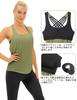 Icyzone Regata Yoga e Treino Oliva Top Feminino, Roupa, Sem Fio, Bojos, Respirável, Secagem Rápida, Camisola, Corrida, (Tamanho M, Verde)