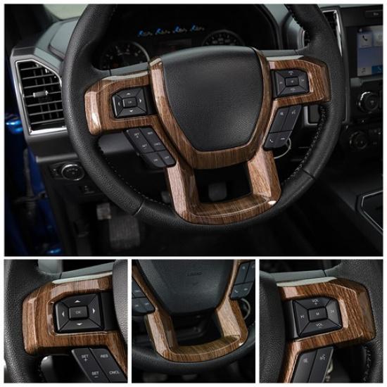 Wood Grain Car Steering Wheel Moulding Panel Cover Trim For Ford F-150 2015-