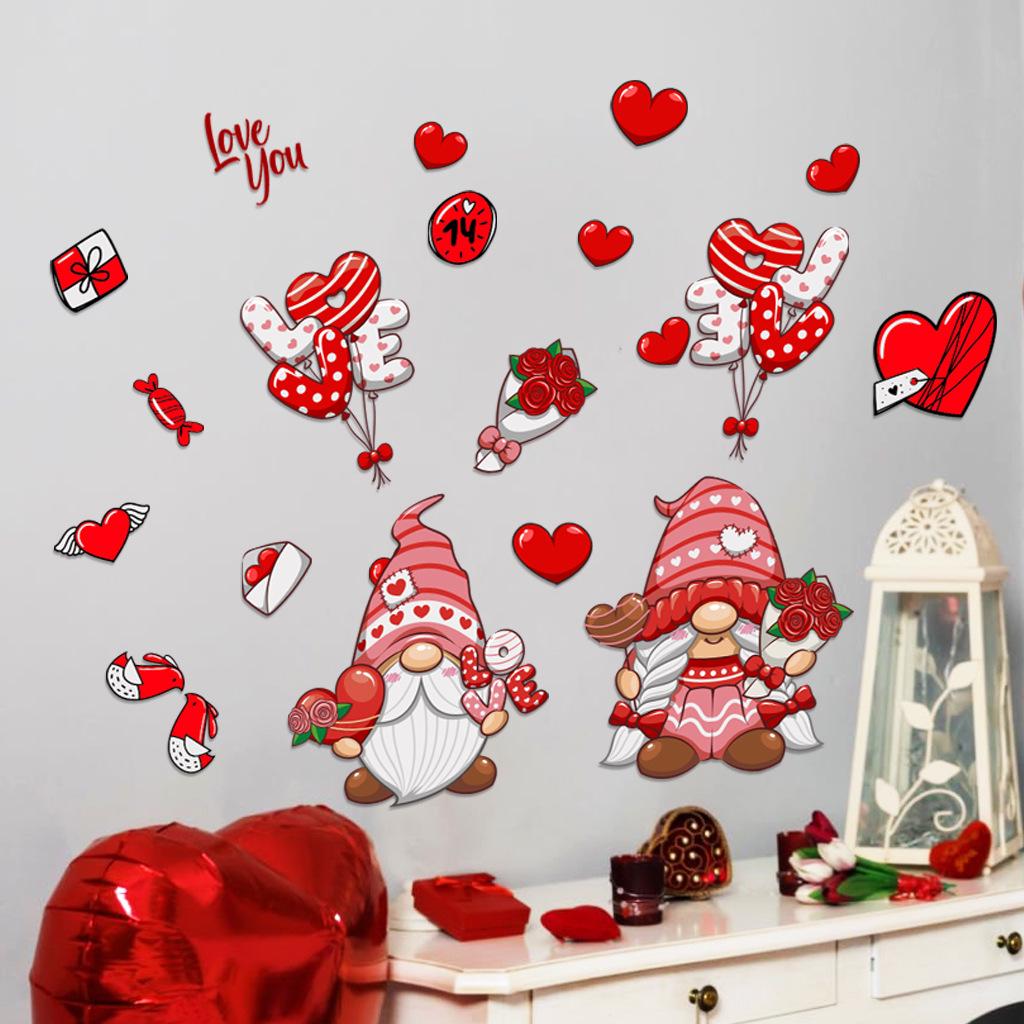 Valentine's Day Red Gnome Removable Wall Sticker CH81740