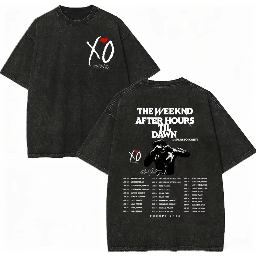2026 Summer Hot Sale Vintage Washed Rapper The Weeknd Graphic T Shirts After Hours Til Dawn Tour T-shirt Men Women Vintage Streetwear Oversized Tshirt