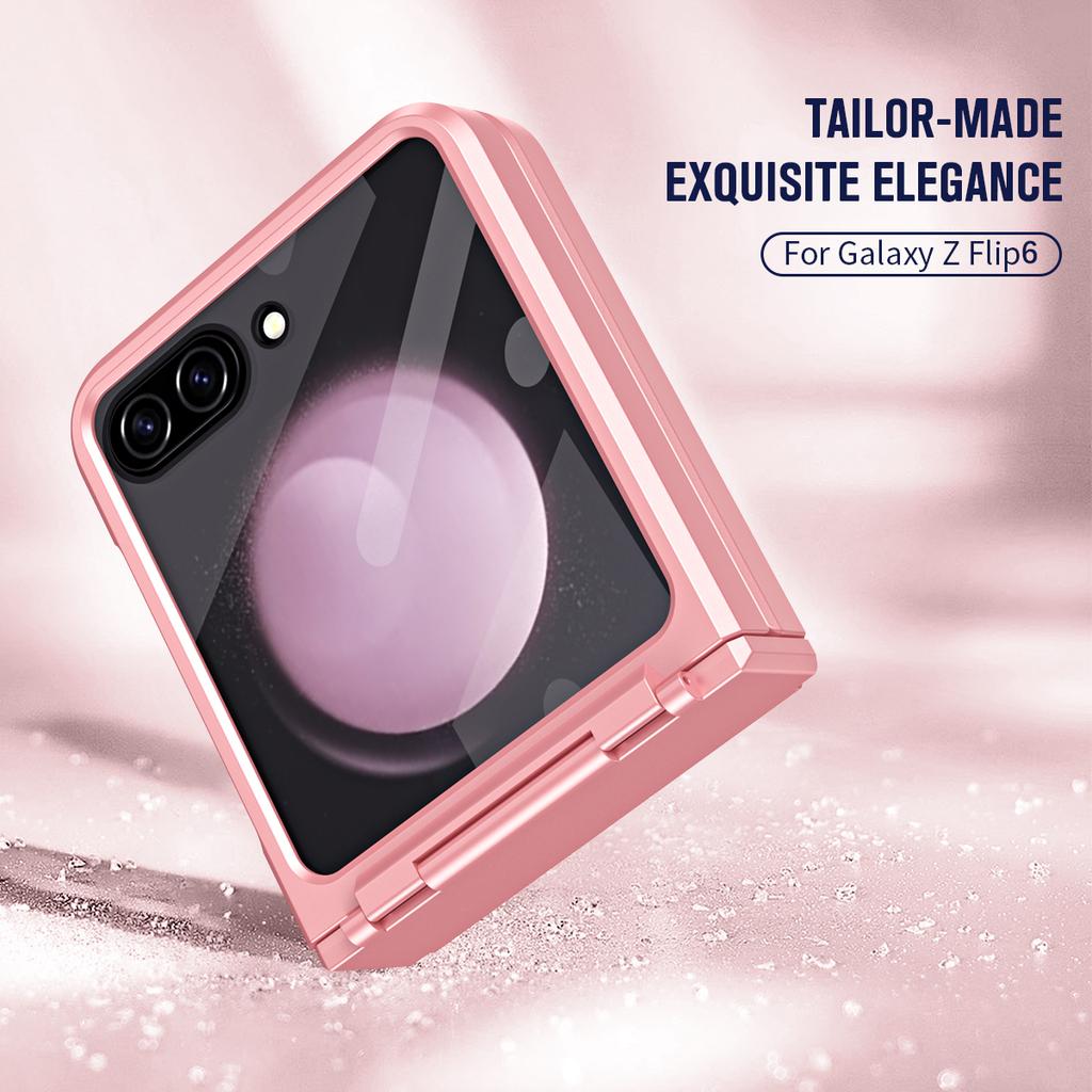 For Samsung Galaxy Z Flip6 5G/Z Flip5 5G Case Hard PC Non-Slip Phone Cover with Tempered Glass Film