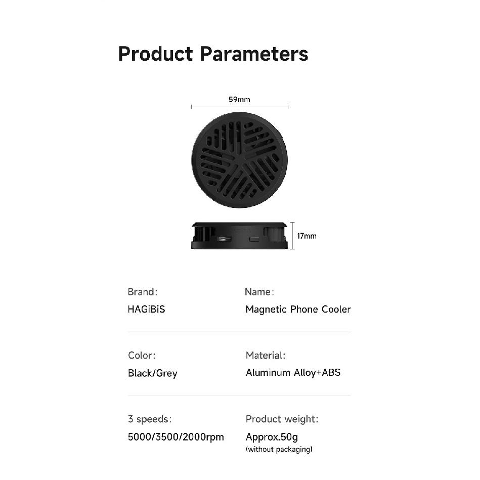 Hagibis Magnetic Cell Phone Cooler Universal Cooling Fan Mobile Phone Radiator for iPhone 17 Pro Black Shark Gaming Live Stream