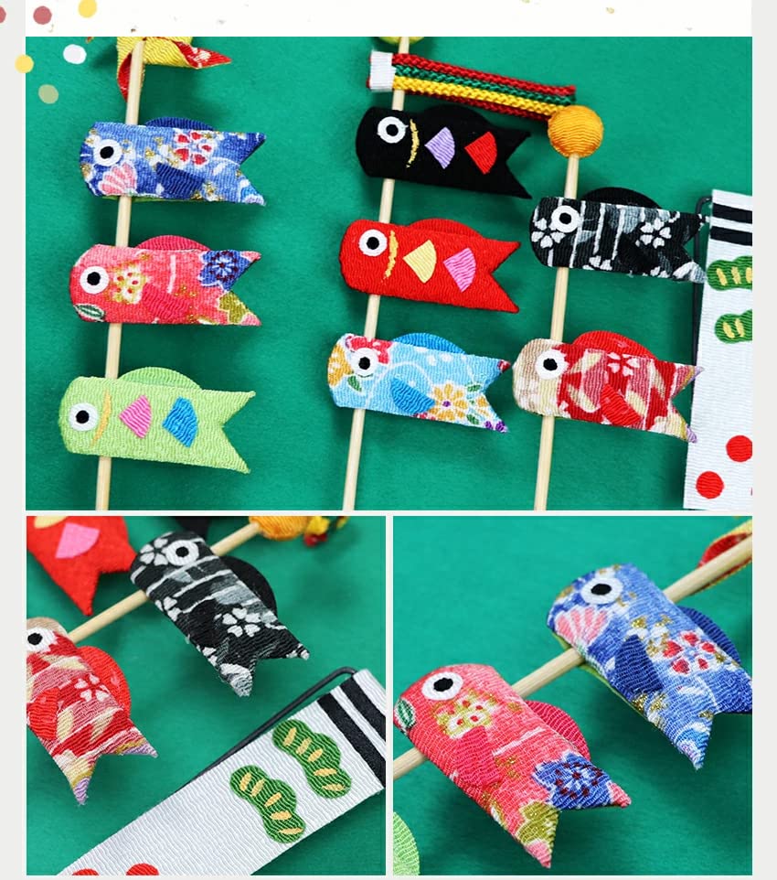 Osaka Choseido May Kompakt Mini Karpfen-Streamer für den Innenbereich, personalisiert mit Holzanhänger Karpfen-Streamer-Puppe, Verwendung, (Separat gesendet), Chirimen, Dreistielig