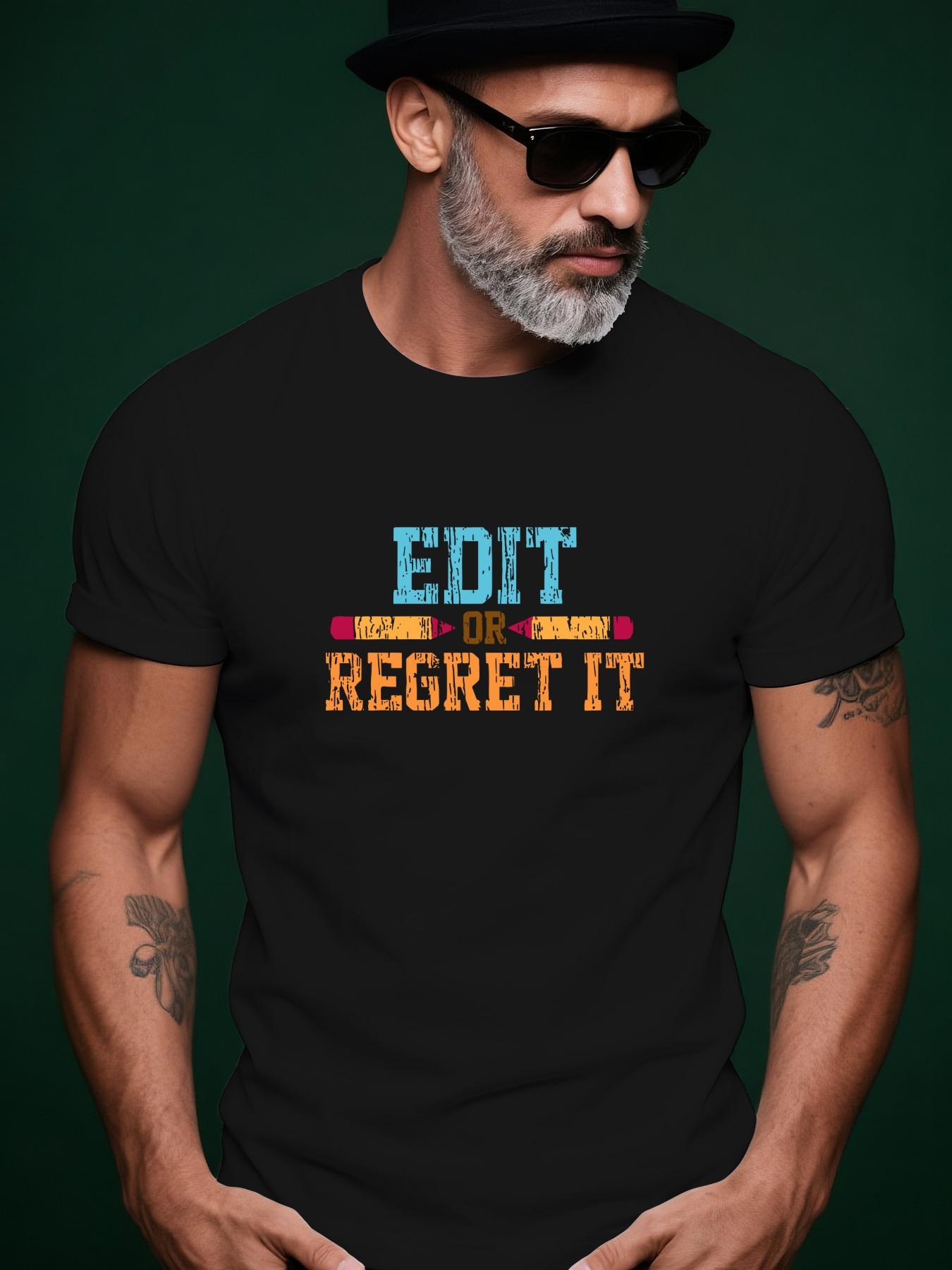 Summer Tshirt with Pencil Graphic -  EDIT or REGRET IT  D... M