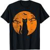 Costume de Chat de Noël Effrayant Vintage Chat Rétro Lune Chat Noir T-shirt