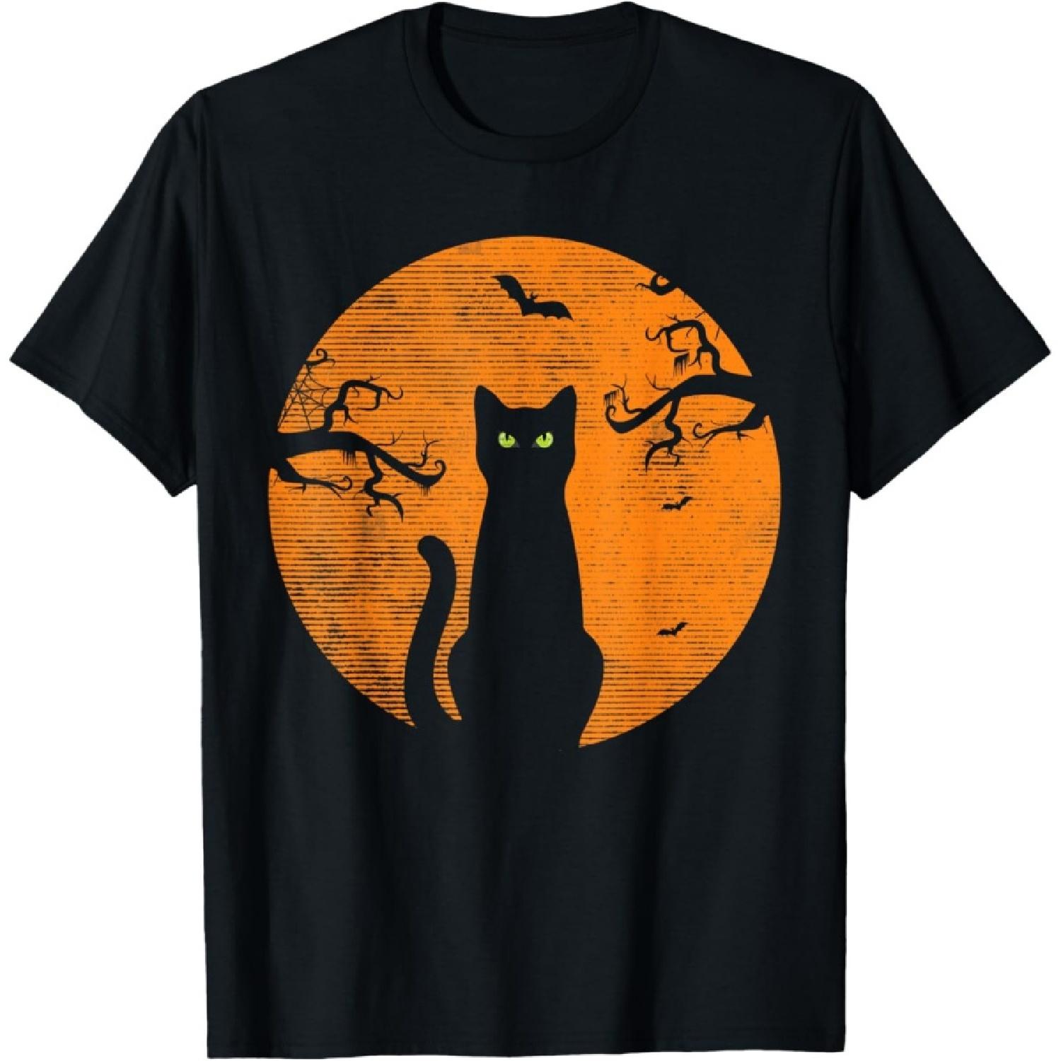 

Vintage Scary Christmas Cat Costume Retro Cat Moon Black Cat T-Shirt XXXXXL чорний