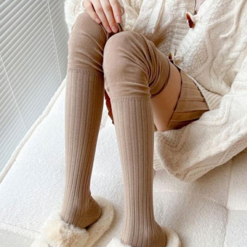 Women s Lace Patch Overknee Socks Knee Socks Long Socks beige