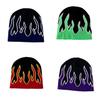 Punk Knitted Hat For Men With Flame Design And Letter Embellishments For Streetwear And Winter Warmth