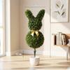 Artificial Boxwood in Rabbit Shape, 740 Leaves, Artificial Plant for Indoor and Outdoor Use, with Ground Anchor, 83 cm, Green