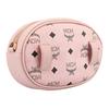 MCM Pink Visetos Leather Oval Crossbody Camera Bag with Silver Hardware for Daily Use