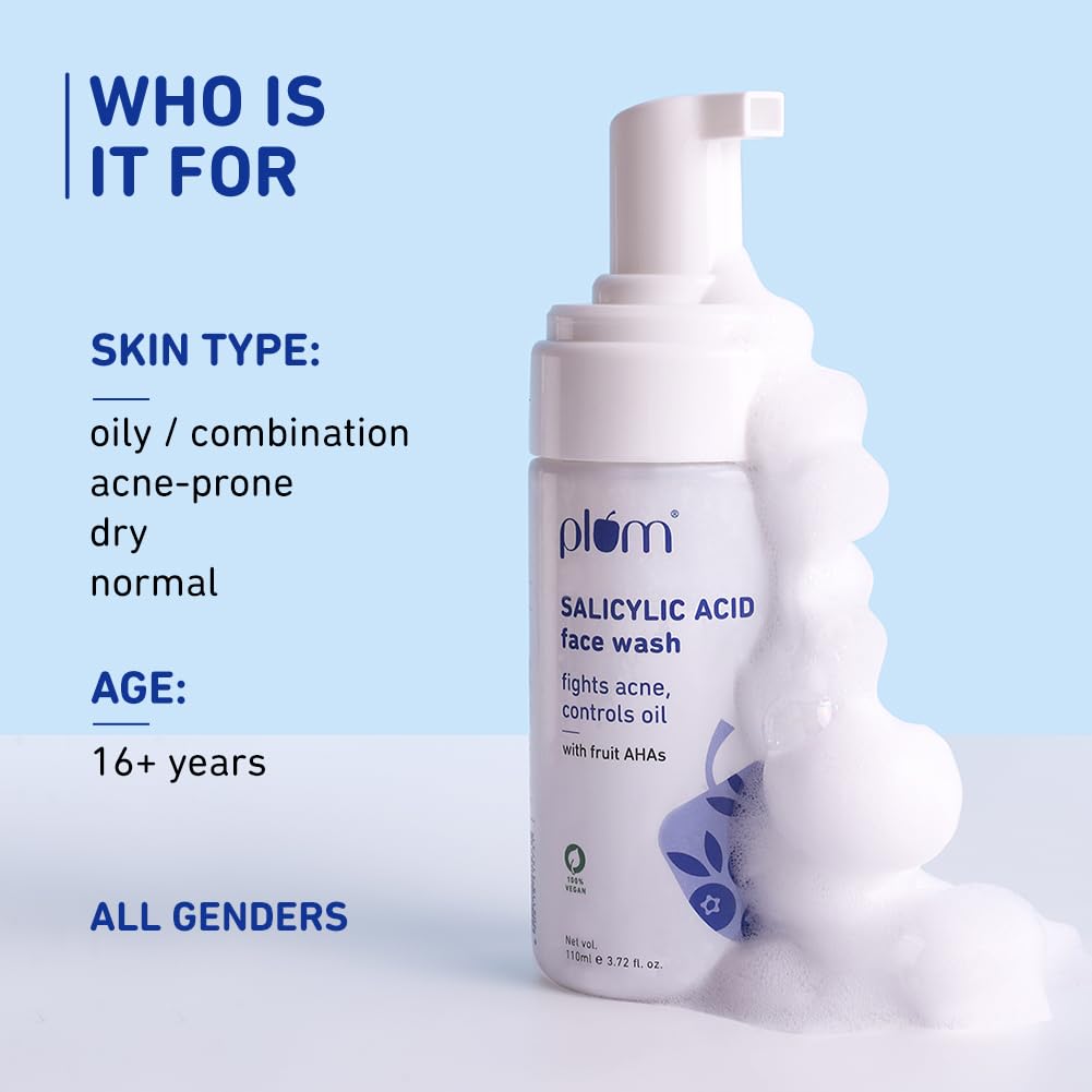 Plum 1% Encapsulated Salicylic Acid Foaming Face Wash 110ml Pack Of 1 | Deep Cleansing & Oil Control