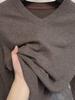Men's Trendy Solid Color V-Neck Wool Sweater for Autumn/Winter - Base Layer Casual Knit Pullover
