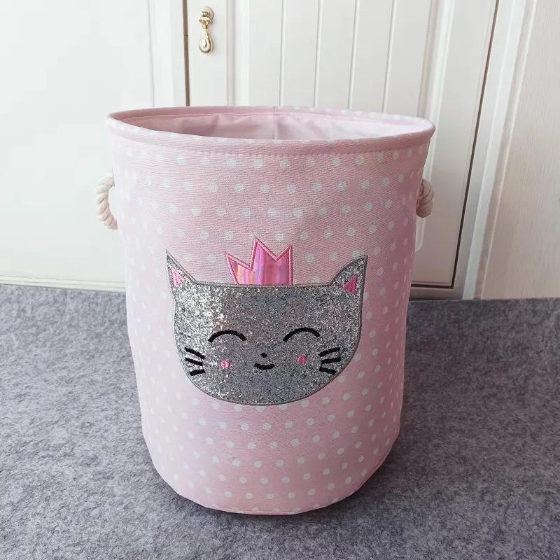 

Large Capacity Fabric Laundry Hamper - Round Dirty Clothes Basket with Handles Storage for Home Bedroom Bathroom Laundry Room 35x40cm
