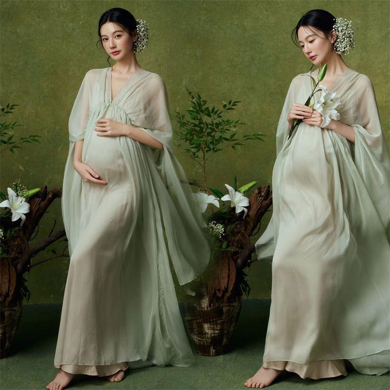 

New Zen-Style Maternity Dress for Elegant Indoor Photoshoots One Size