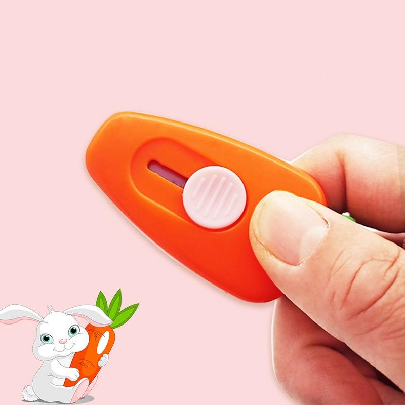 Cute Carrot Pocket Utility Knife Express Box Paper Cutter Art Craft Wrapping Opener with Keychain Hole Office School Stationery
