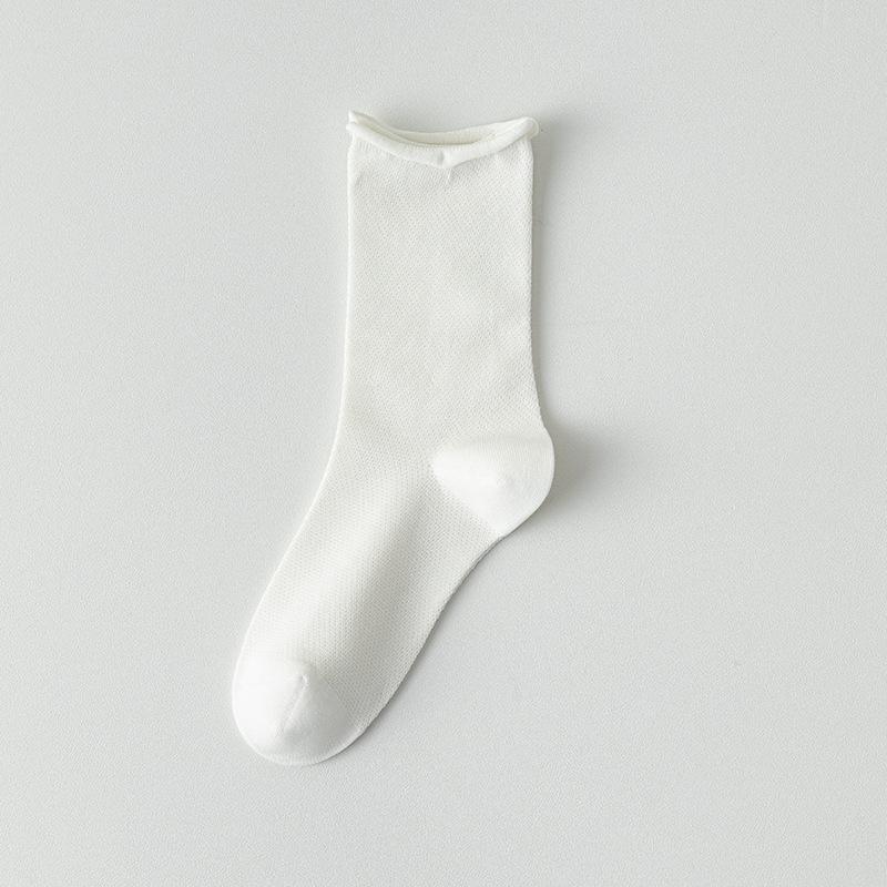 Female Spring and Autumn Pure Cotton Sweat Absorbing Boneless Loose Mouth In The Tube Pile Socks